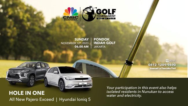 Pebisnis dan Menteri Bersemangat Menghadiri Turnamen Golf CNBC Indonesia.