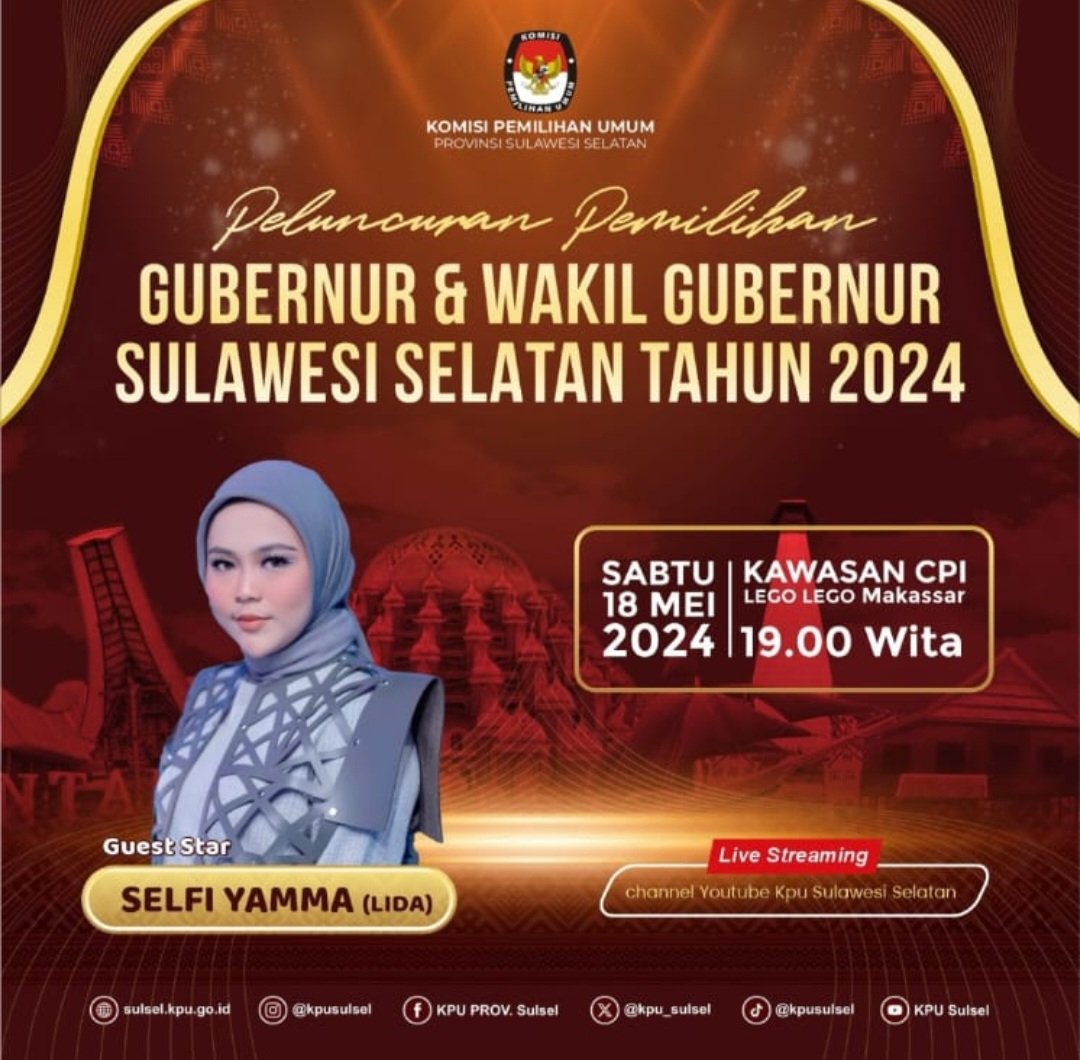 Besok KPU Sulsel Launching Pilgub Sulsel 2024 di CPI